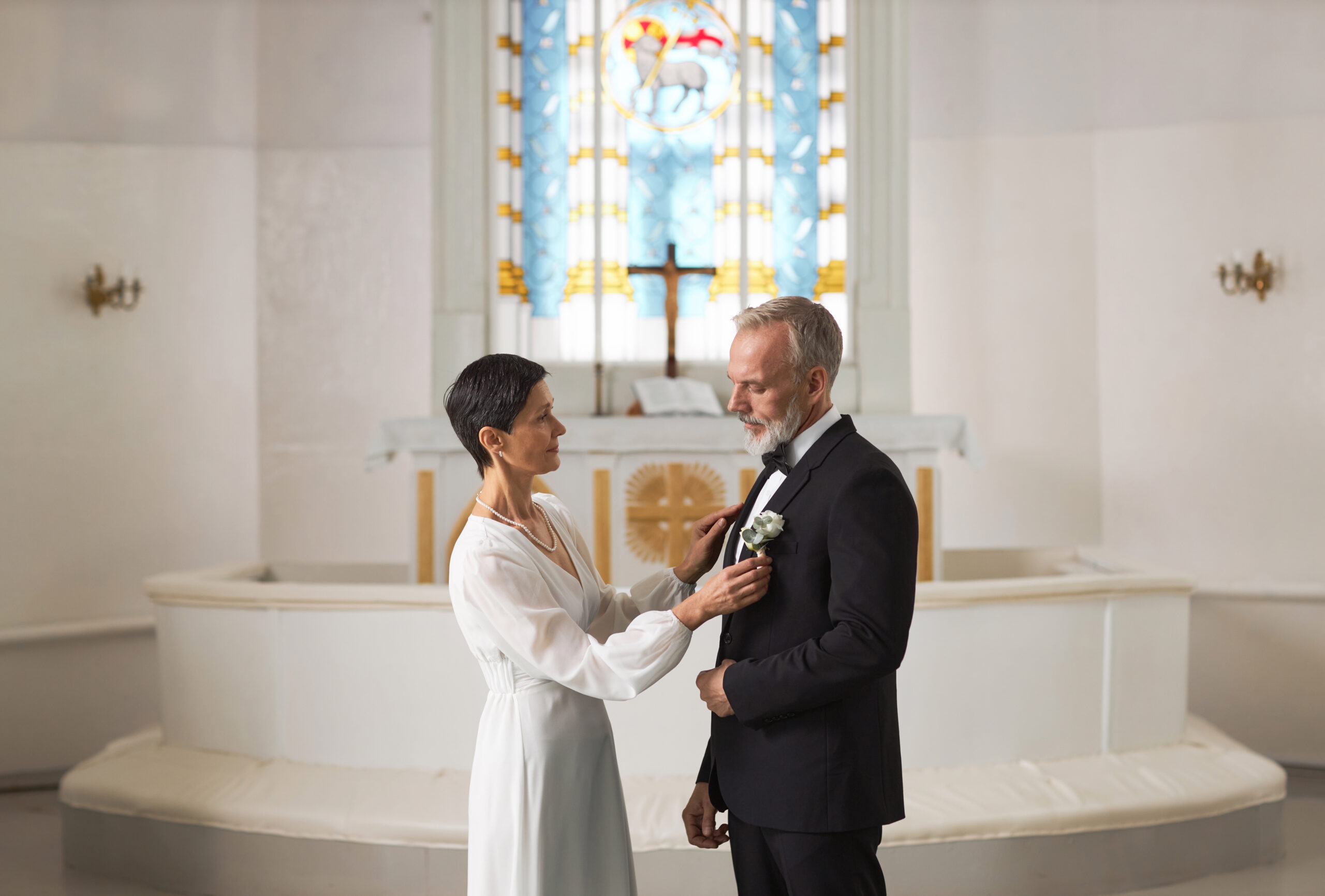 Beautiful Senior Bride and Groom
